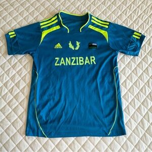 Adidas adult Zanzibar Climacool Blue Football Soccer Jersey Shirt Size S or YXL